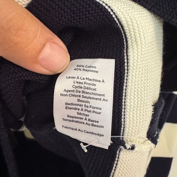 NWOT Talbots Women's SMALL Color Block Crewneck Sweater, Cream, NVB, Olive Green - Picture 7 of 7